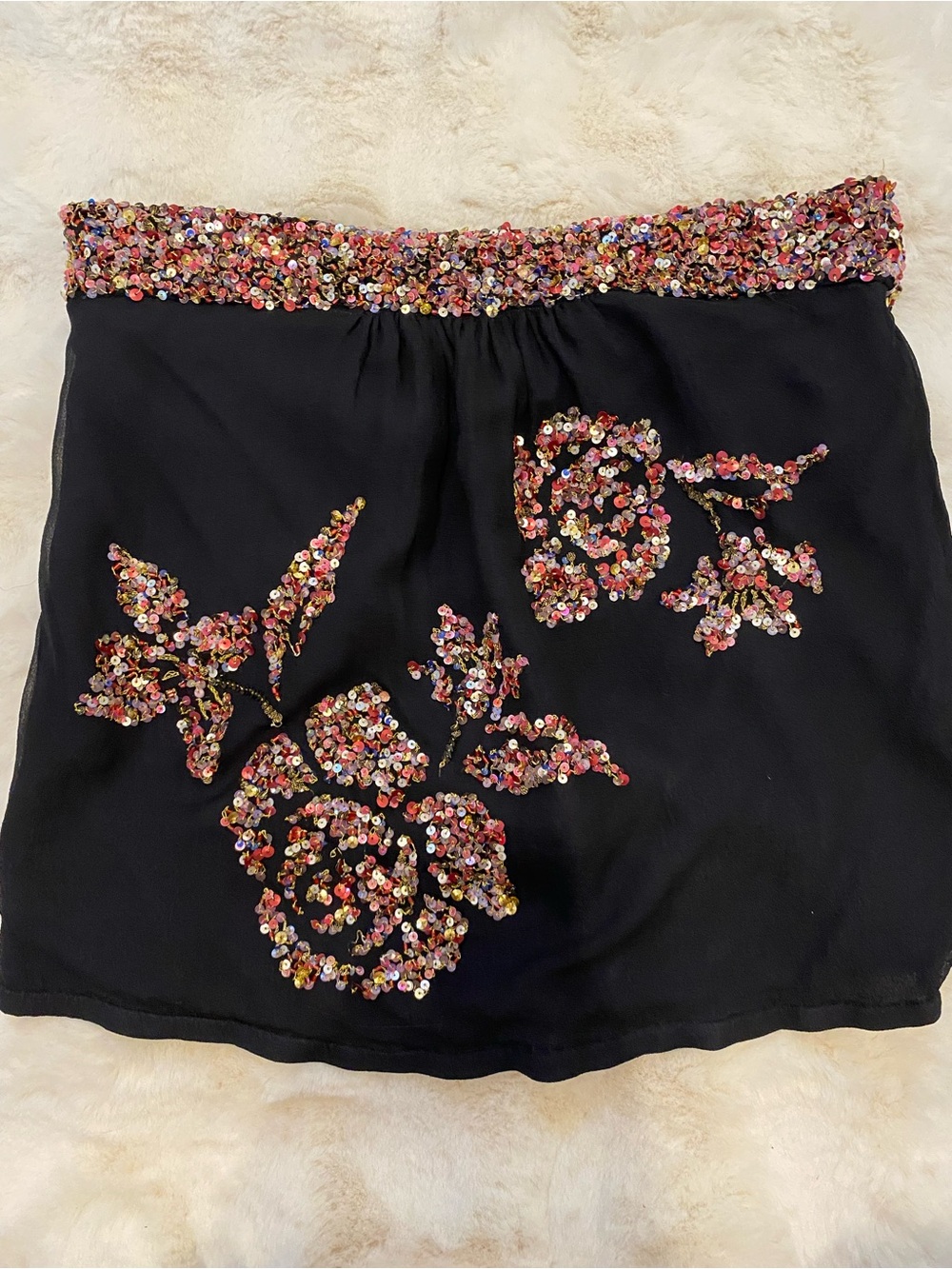 Sequin Floral Embellished Black blouse